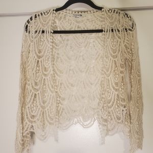Forever21 cream crocheted cardigan